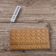 Load image into Gallery viewer, Ampere Creations Stitched Quilted Hearts Design Wallet Camel Color