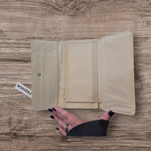 Load image into Gallery viewer, Ampere Creations Stitched Quilted Hearts Design Wallet Camel Color