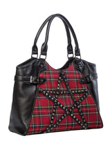 Load image into Gallery viewer, Calling Of The Eclipe Handbag Purse Red Tartan By Banned Apparel