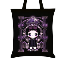 Load image into Gallery viewer, Miss Addams Black Tote Bag By Mio Moon
