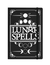 Load image into Gallery viewer, Lunar Spells A5 Black Hard Cover Notebook Journal
