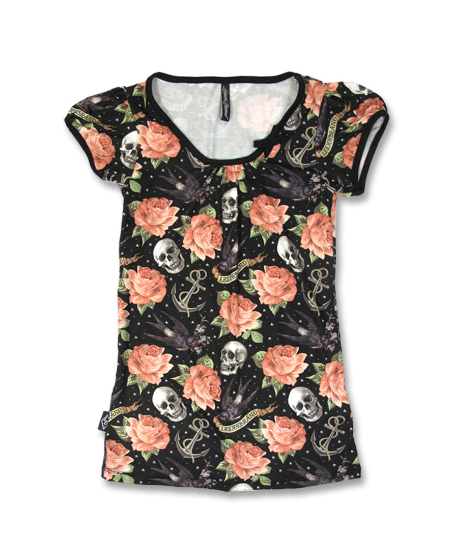 Rose Tattoo Black Women's Shirt By Liquor Brand