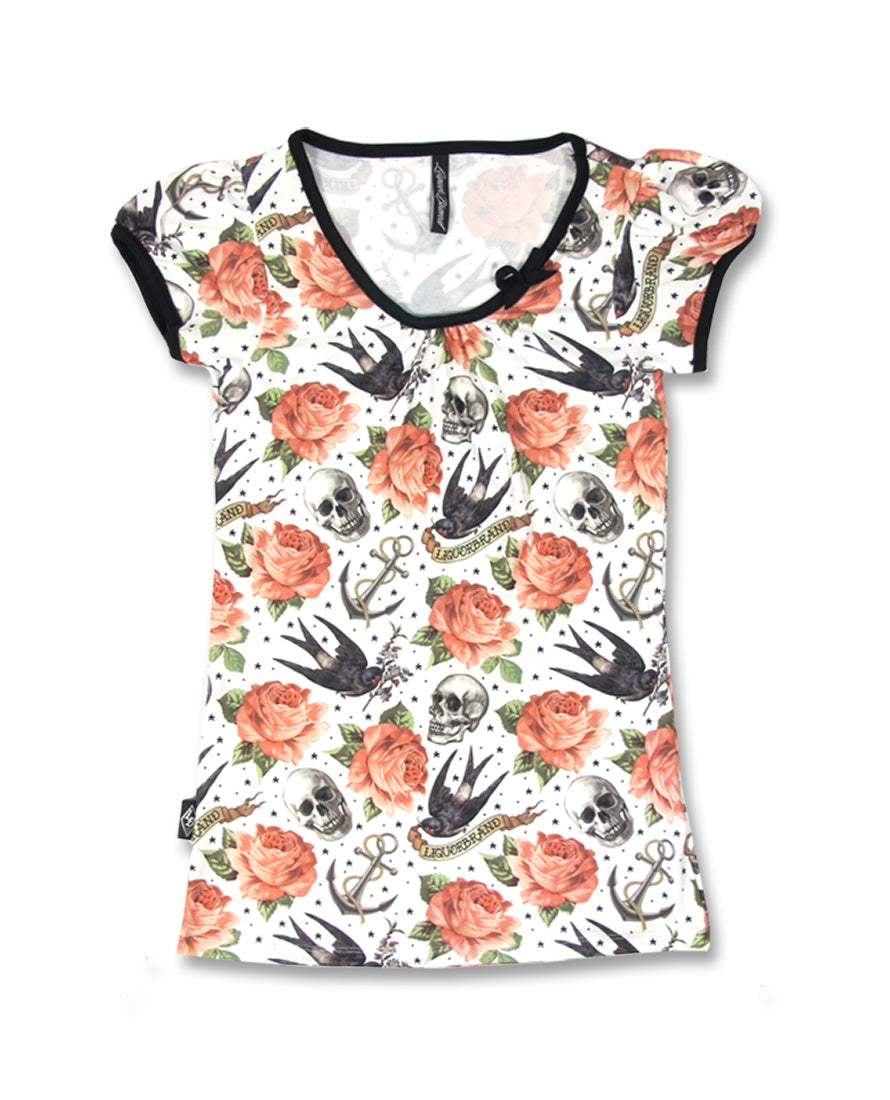 Rose Tattoo White Women's Shirt By Liquor Brand