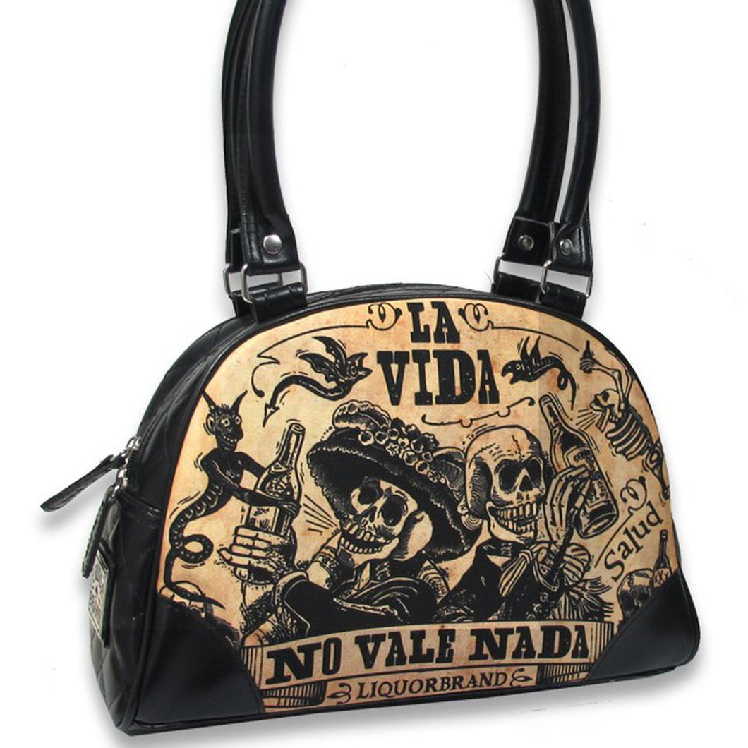 La Vida Classic Bowler Bag Purse By Liquor Brand