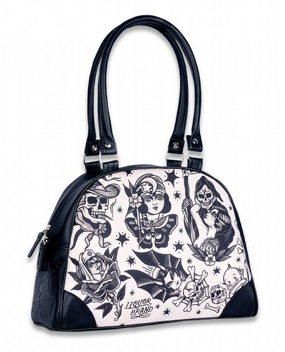 Death Flash Classic Bowler Bag Purse By Liquor Brand