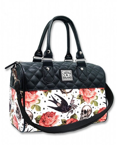 Rose Tattoo White Shoulder Bag Purse By Liquor Brand