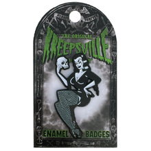 Load image into Gallery viewer, Vampira Skull Enamel Pin By Kreepsville 666
