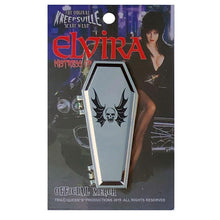 Load image into Gallery viewer, Elvira Open Coffin Red Enamel Pin By Kreepsville 666
