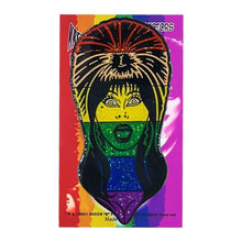 Load image into Gallery viewer, Elvira Rainbow Glitter Face Enamel Pin By Kreepsville 666
