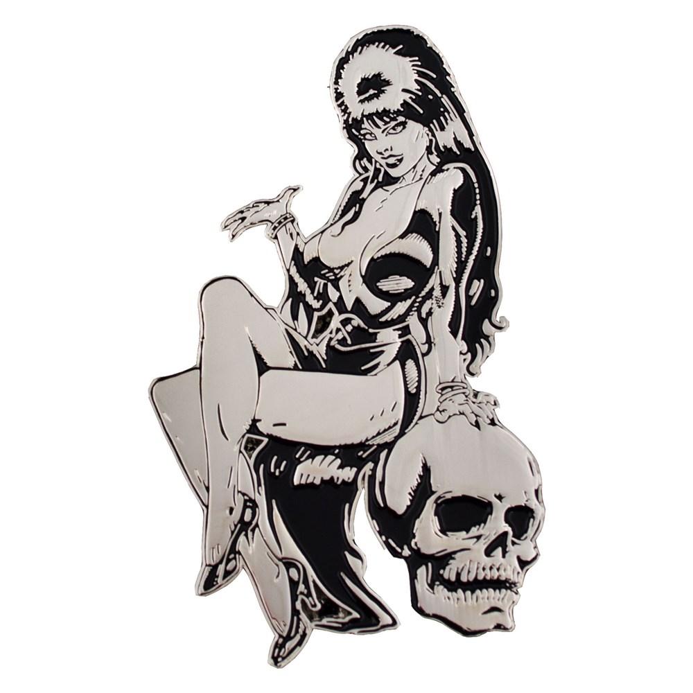 Elvira Silver Comic Skull Enamel Pin By Kreepsville 666