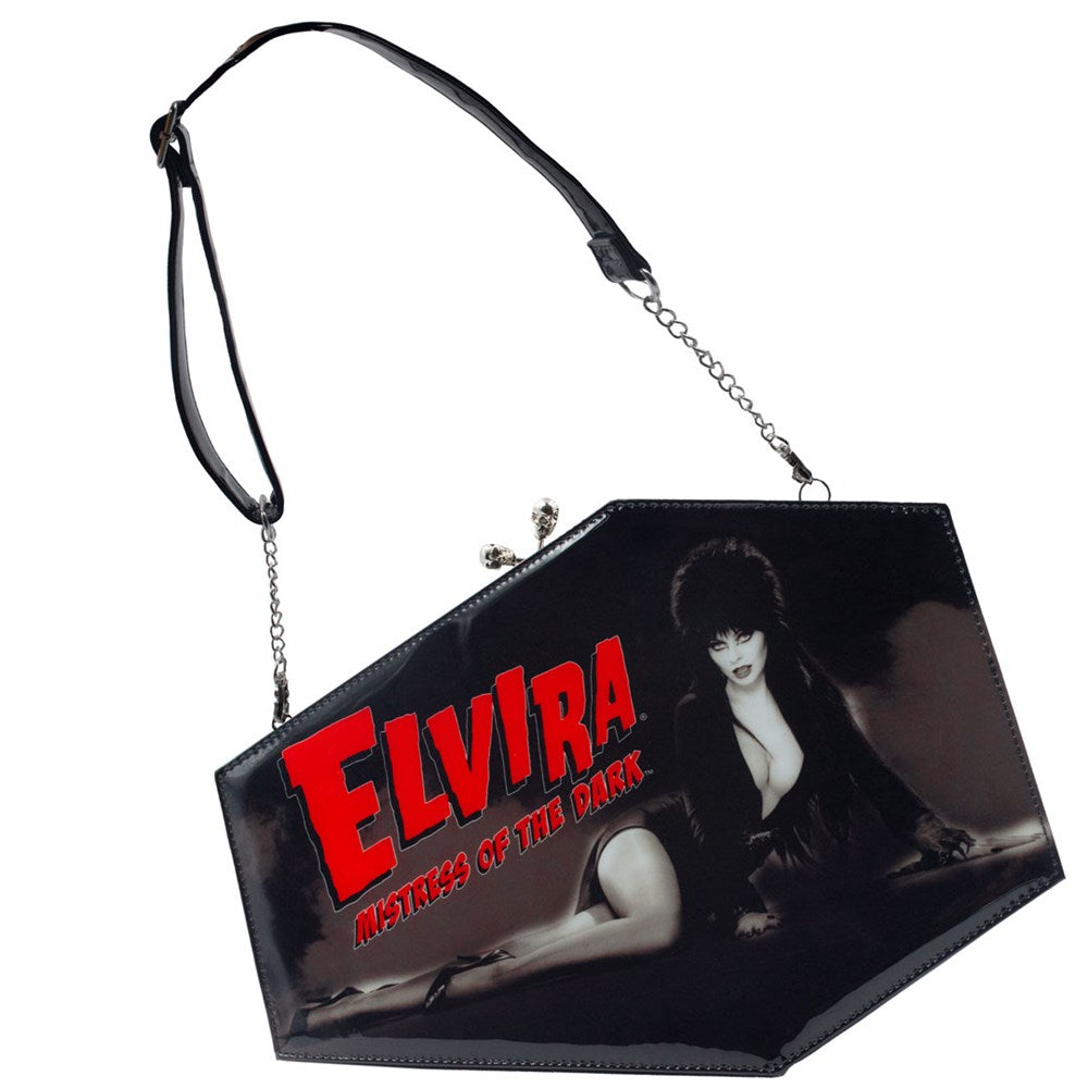 ELVIRA SKULL KISS LOCK DELUXE COFFIN HANDBAG By Kreepsville 666