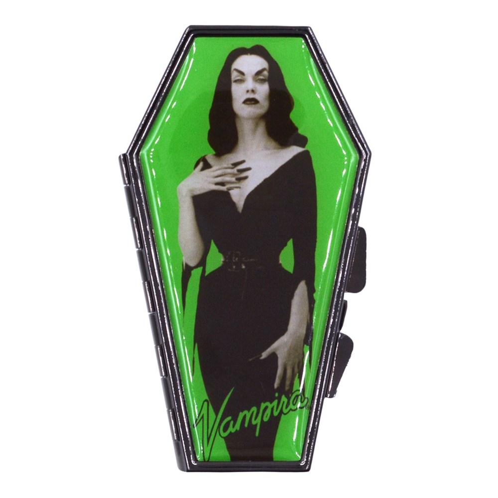 Vampira Portrait Green Coffin Compact Mirror By Kreepsville 666