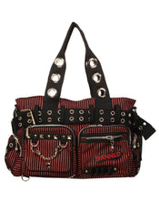 Load image into Gallery viewer, Handcuff Handbag Red And Black Stripes By Banned Apparel
