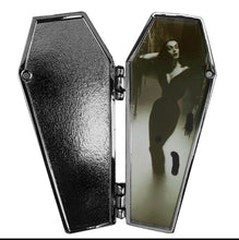 Load image into Gallery viewer, Vampira Open Coffin Mist Enamel Pin By Kreepsville 666
